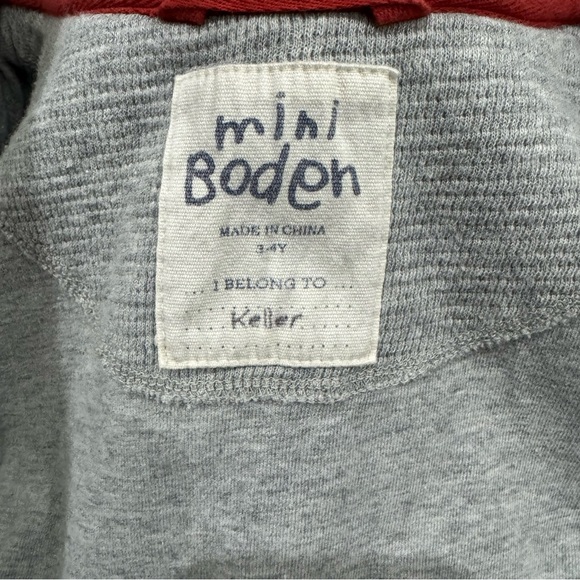 Mini Boden Size 3-4 Red and Navy Stripe Full Zip‎ Fleece Jacket - Picture 3 of 4